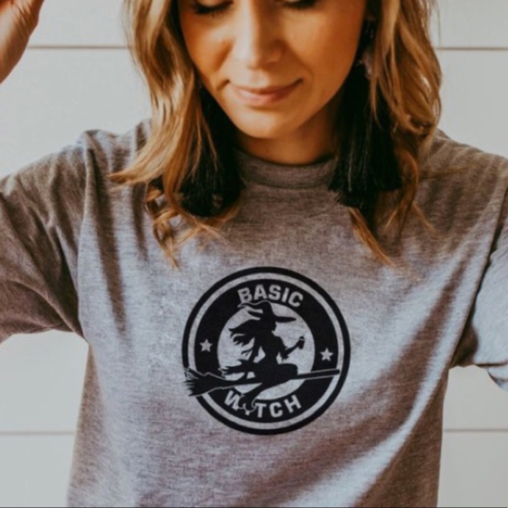 Halloween Basic Witch on a Broom Premium Graphic Tee Sublimation Ink